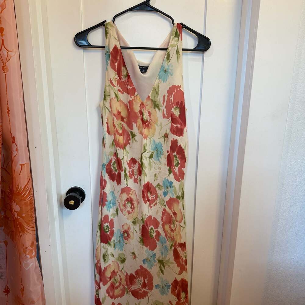 Ann Taylor Vintage 100% Silk Floral Maxi Dress Size 14